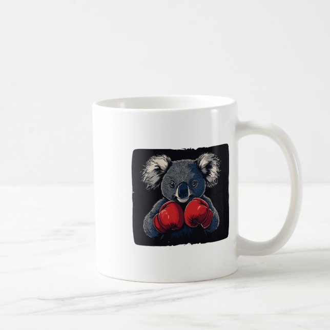 Caneca De Café Lutar À Noite Com O Urso Koala Em Luvas (Direita)