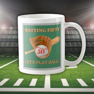 Caneca De Café Luvas de Beisebol Rebatendo Cinquenta Homens 50º A