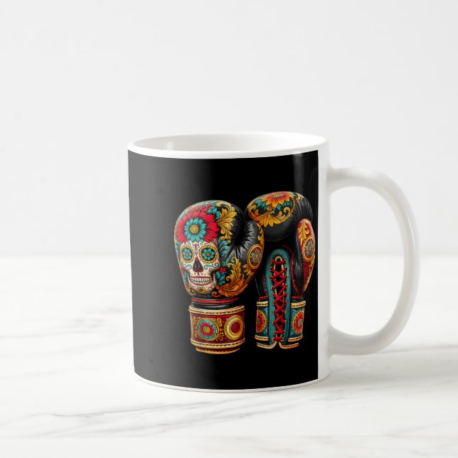 Caneca De Café Luvas de Boxe Açúcar Caveira Mexicana Asteca Maia (Direita)