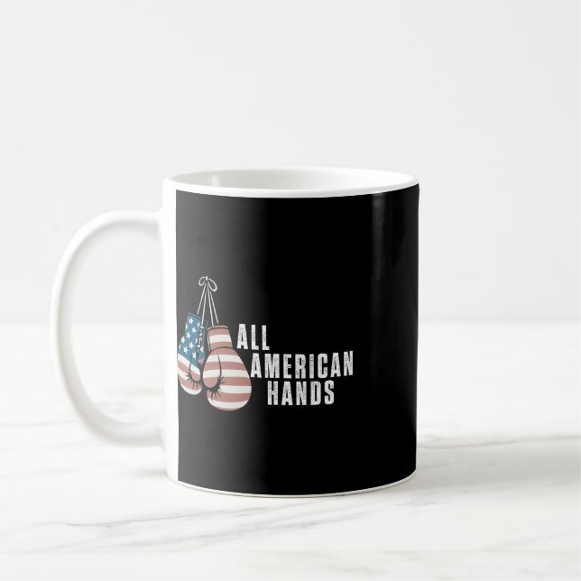 Caneca De Café Luvas de Boxe All American Hands Bandeira dos EUA  (Esquerda)