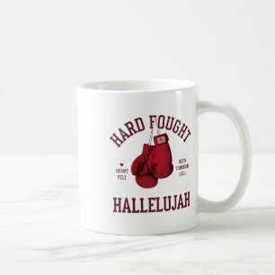 Caneca De Café Luvas de Boxe Laço Rosa Hallelujah Hard Fought 