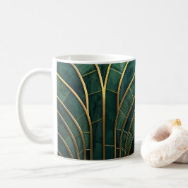 Caneca De Café Luxo Art Déco em Esmeralda Verde e Dourado