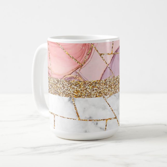 Caneca De Café Luxo Interior Marble Stone Glitter (Frente Esquerda)