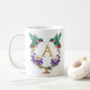 Caneca De Café Luxuoso Colar de Hummingbird com Jóias e Monograma