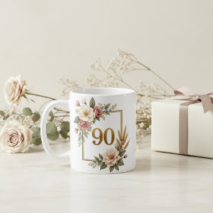 Caneca De Café Luxuoso Floral Comemorativo de 90 Anos