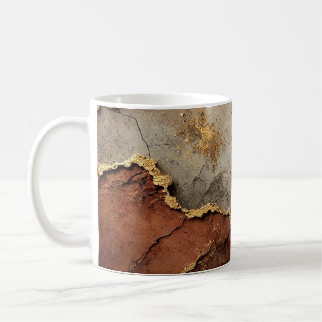 Caneca De Café | Luxúria Terra e Dourada Mug - Estilo! (Esquerda)
