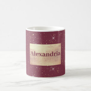 Caneca De Café Luxury burgundy dourado dourado confete
