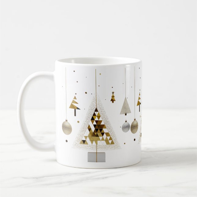Caneca De Café Luxury Gold Geometric Triangle Tree Classic Mug  (Esquerda)