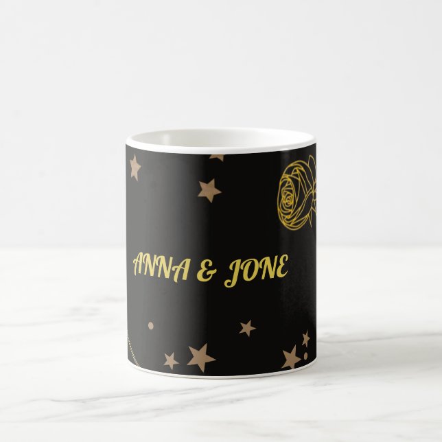 Caneca De Café Luxury Gold  Wedding Card (Centro)