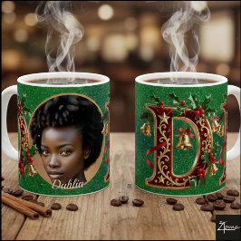 Caneca De Café Luxury Red Velvet Gold Christmas Letter D