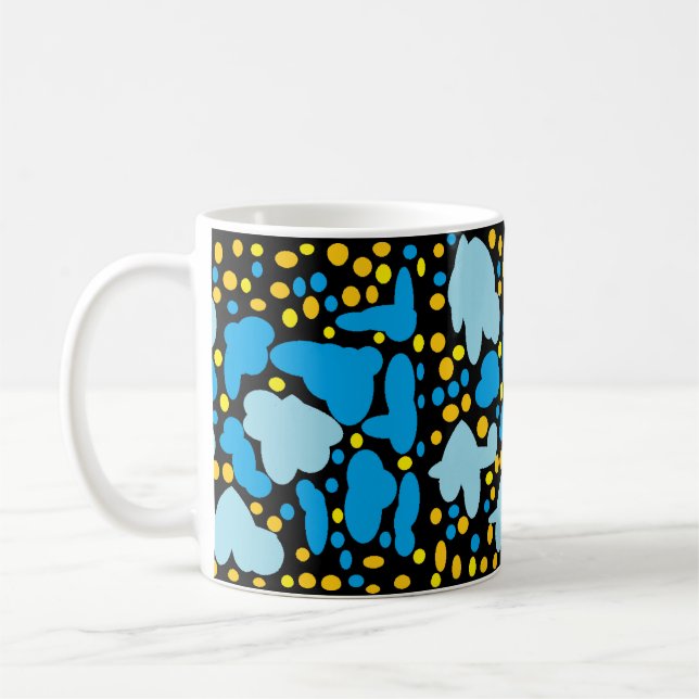 CANECA DE CAFÉ LUZ AZUL E AZUL DE MÉDIO COM PONTOS DE LEMÃO (Esquerda)