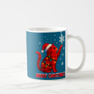 Caneca De Café Luz de Natal do Gato Rena Santa Natal Gato L