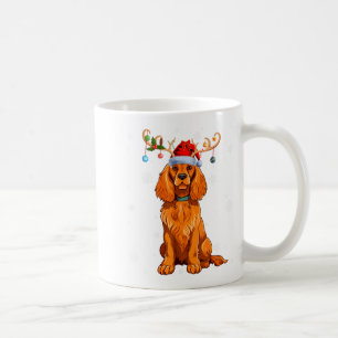 Caneca De Café Luz de Natal Rena Sombra de Papai Noel Spaniel Nat