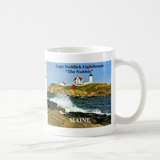 Caneca De Café Luz de Neddick do cabo ("o Nubble "), Maine (Direita)