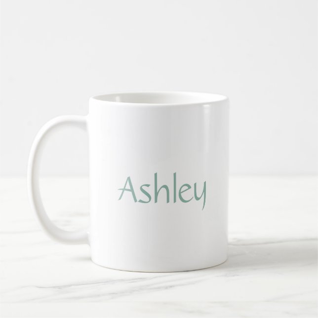 Caneca De Café Luz Moderna Personalizada Azul Claro e Branco (Esquerda)