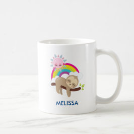 Caneca De Café Luz Preguiçosa Bonita com Sol e Arco-íris