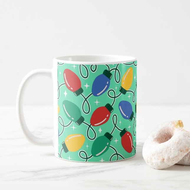 Caneca De Café Luzes Alegres e Brilhantes (Com Donut)