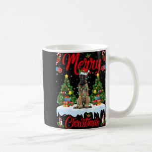 Caneca De Café Luzes Árvore de Natal Santa Cão Malinois Belga Cri