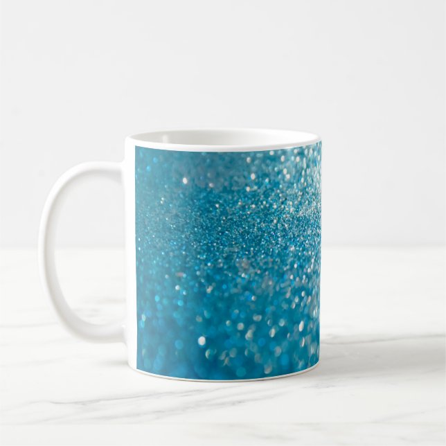 Caneca De Café Luzes azuis abstrato, fundo artístico. (Esquerda)