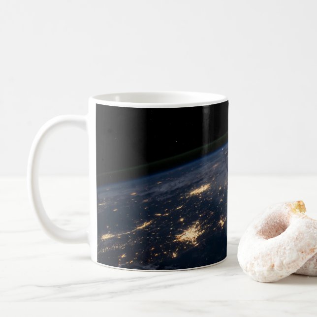 Caneca De Café Luzes Da Cidade Do Sul Dos Estados Unidos. (Com Donut)
