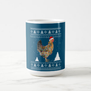 Caneca De Café Luzes de frango com pijama de Natal do Papai Noel