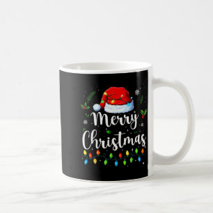Caneca De Café Luzes de Natal Alegre Chapéu do Papai Noel Família