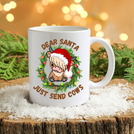 Caneca De Café Luzes de Natal de Fazenda de Vaca Highland