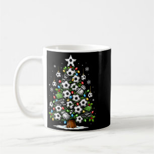 Caneca De Café Luzes de Natal de Futebol Engraçadas Árvore de Nat