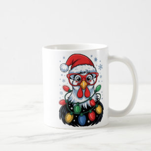 Caneca De Café Luzes de Natal de Galinha Divertida Árvore de Nata