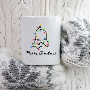 Caneca De Café Luzes de Natal Desenhadas à Mão Feliz Natal