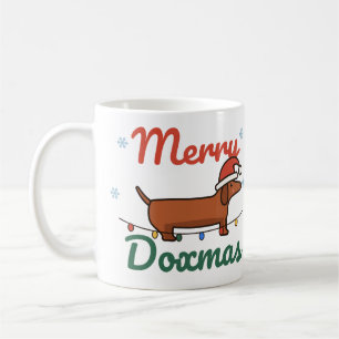 Caneca De Café Luzes de Natal do Dachshund do Papai Noel Merry Do