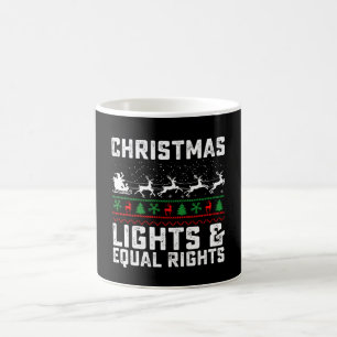 Caneca De Café Luzes de Natal e Igualdade de Direitos Feminista