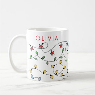 Caneca De Café Luzes de Natal Personalizadas e Lindas em Corda