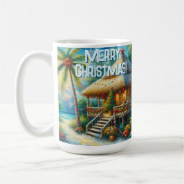 Caneca De Café Luzes de praia de palmeira de Natal Tropical