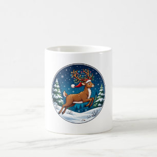 Caneca De Café Luzes de Rena de Natal Enfeite de Feriado