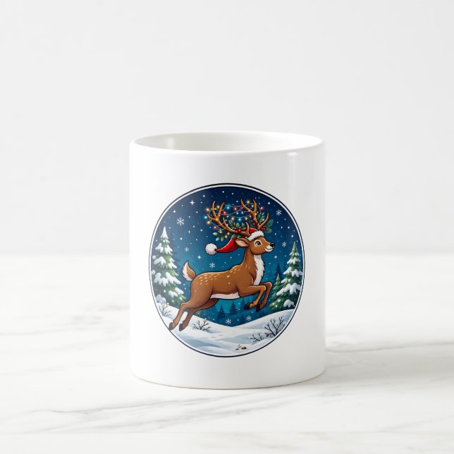 Caneca De Café Luzes de Rena de Natal Enfeite de Feriado (Centro)