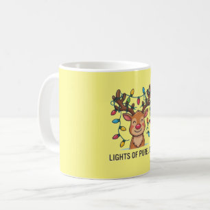 Caneca De Café Luzes de Rena de Natal Kawaii Fofas de Pura Alegri