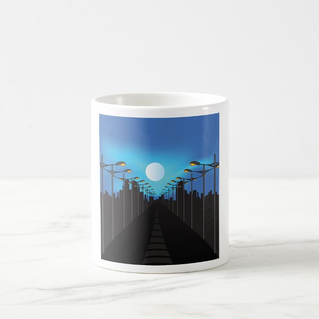 Caneca De Café Luzes De Rua E Lua (Criador carregado)