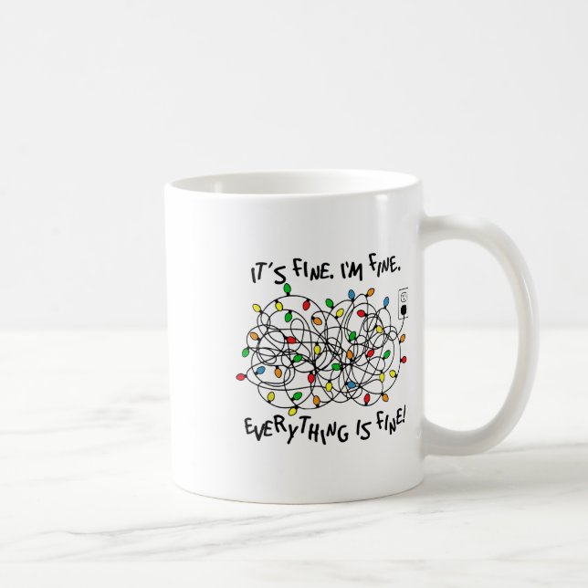 Caneca De Café Luzes Divertidas de Natal Está Bem Estou Bem Tudo  (Direita)