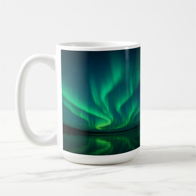 Caneca De Café Luzes do norte sobre águas estáticas (Esquerda)