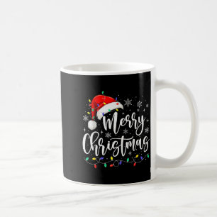 Caneca De Café Luzes Feliz Natal Chapéu de Papai Noel Vermelho Fa
