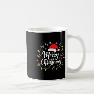 Caneca De Café Luzes Feliz Natal Chapéu de Papai Noel Vermelho Fa