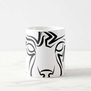 Caneca De Café Lynx Tribal Preto e Branco