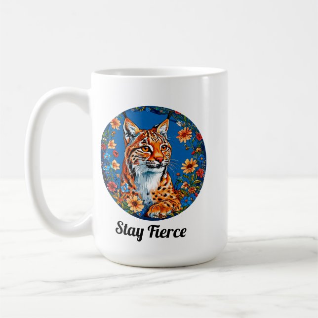 Caneca De Café Lynx Wild Animal Fierce Wildlife Nature Design (Esquerda)