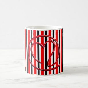 Caneca De Café m a i l 4   listras vermelhas pretas