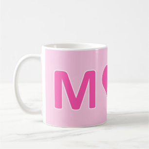Caneca De Café M ❤ M - Cor rosa x esboço branco