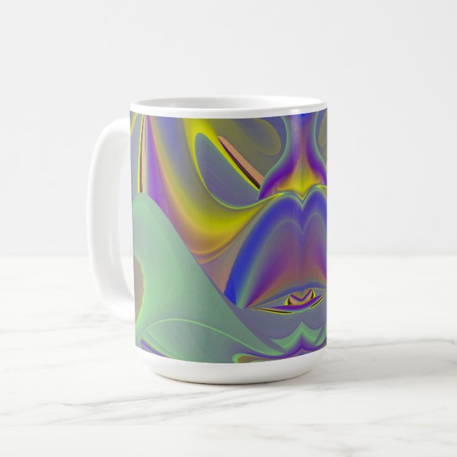 Caneca De Café Má Face, Abstrato 3D Arte Arco Arco-Íris (Frente Esquerda)