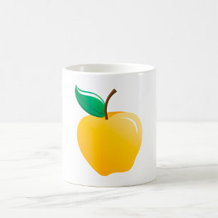 Caneca De Café Maca Brilhante Amarela Fruta Dourada