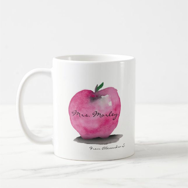 Caneca De Café Maçã com nome de professor, de estudante, personal (Esquerda)
