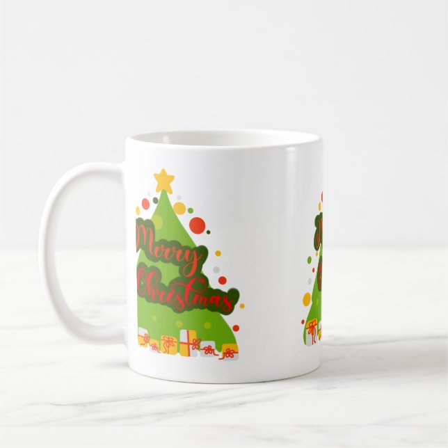 Caneca De Café Maçã de árvore de Natal feliz (Esquerda)